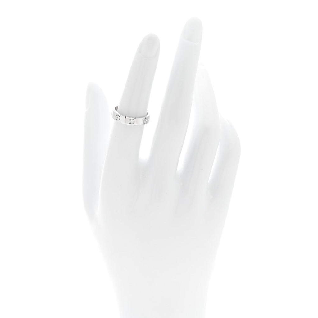 18K White Gold Diamond 4mm LOVE Wedding Band Ring 51 5.75
