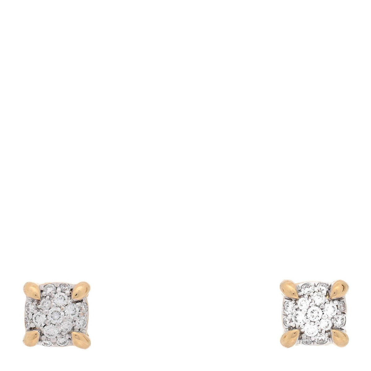 18K Yellow Gold Diamond 11mm Chatelaine Pave Stud Earrings
