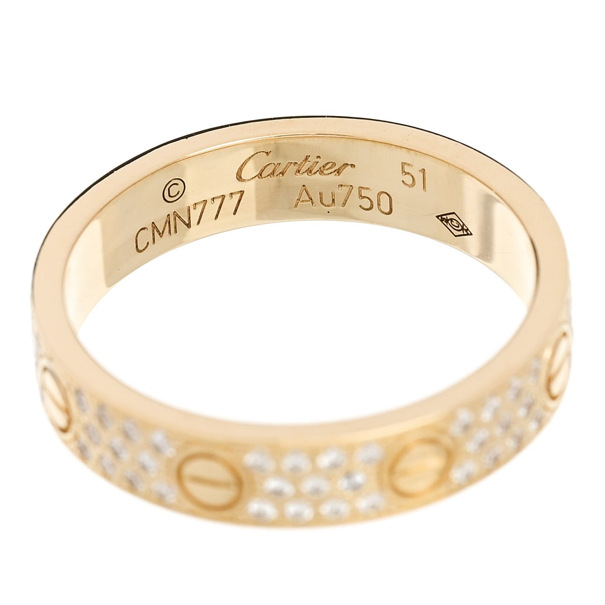 18K Yellow Gold Diamond 4mm LOVE Wedding Paved Band Ring 51 5.75
