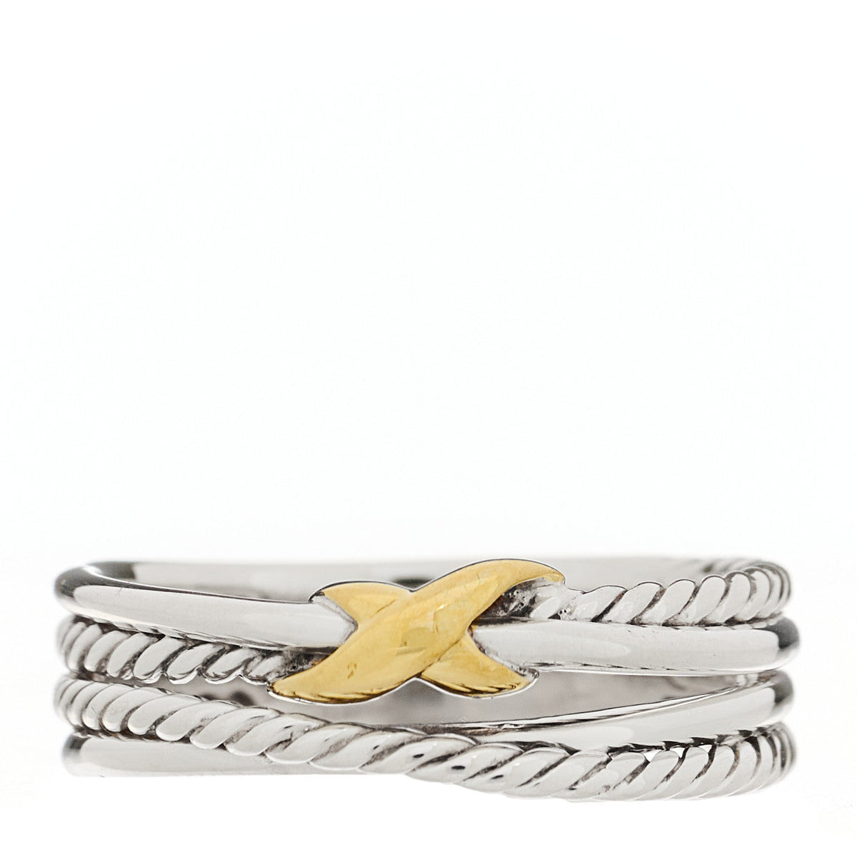 Sterling Silver 18K Yellow Gold 6mm X Crossover Ring 58 8.5