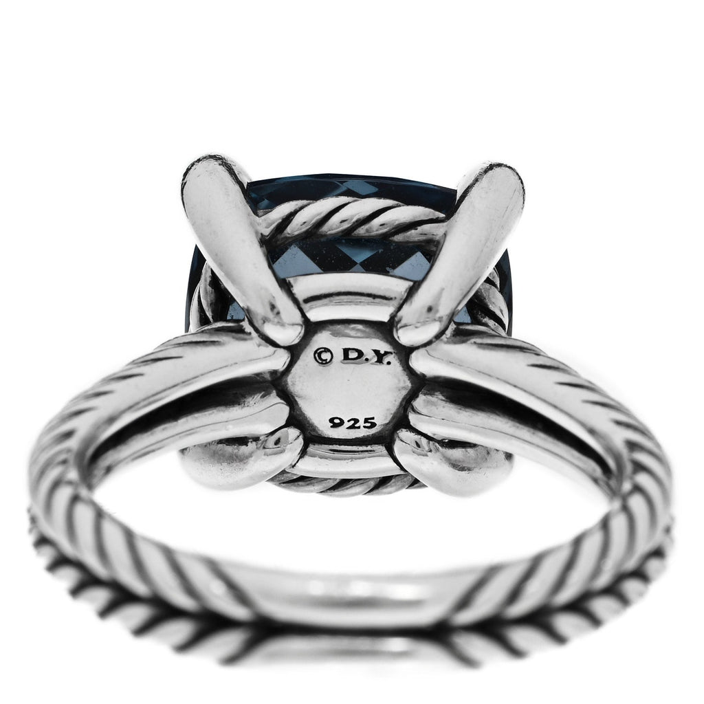 Sterling Silver Diamond Hampton Blue Topaz 11mm Chatelaine Ring 54 7