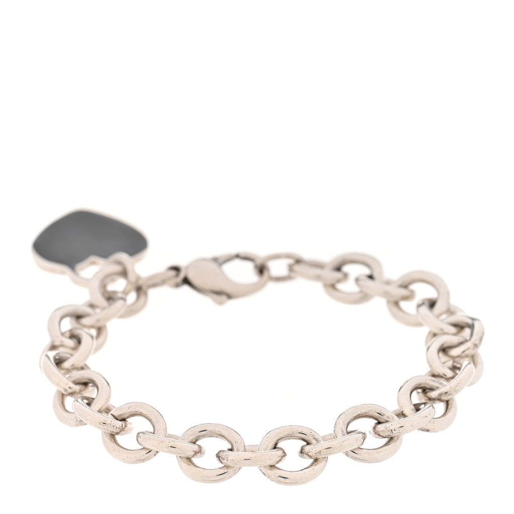 Sterling Silver Heart Tag Charm Bracelet