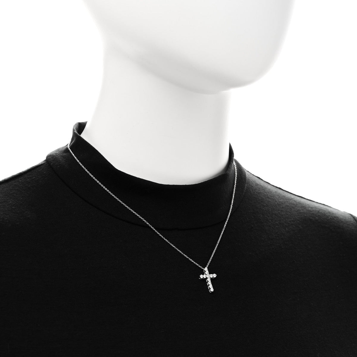 Platinum Diamond Small Cross Pendant Necklace