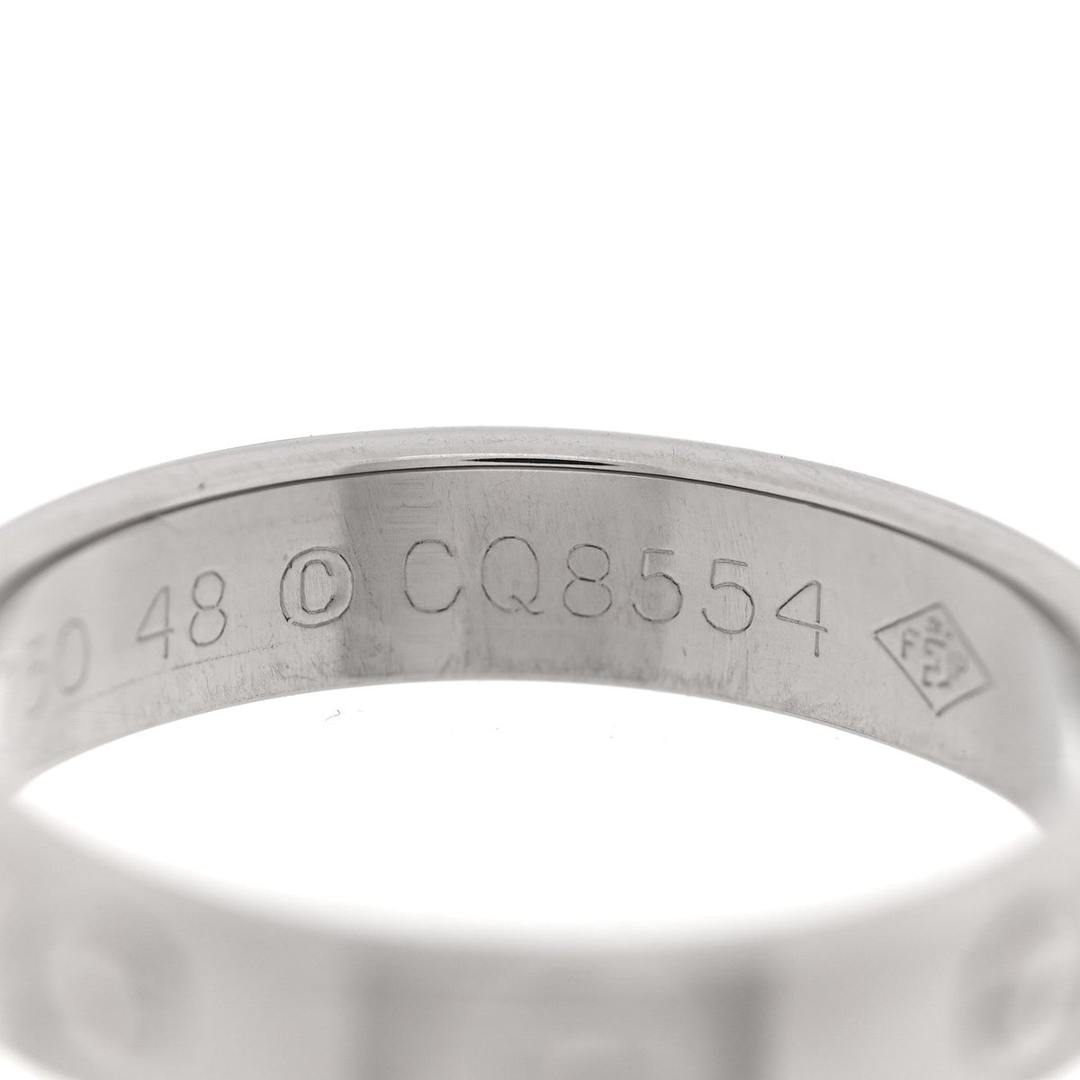 18K White Gold 3.5mm LOVE Wedding Band Ring 48 4.5