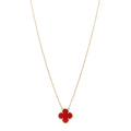 18K Yellow Gold Carnelian Vintage Alhambra Pendant Necklace