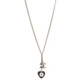 Crystal CC Heart Necklace Black Pearly White Gold