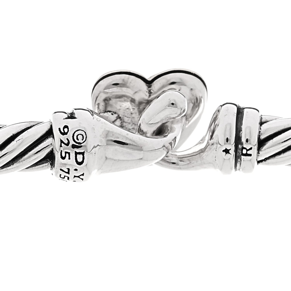 Sterling Silver 18K Yellow Gold 3mm Cable Collectibles Heart Bracelet