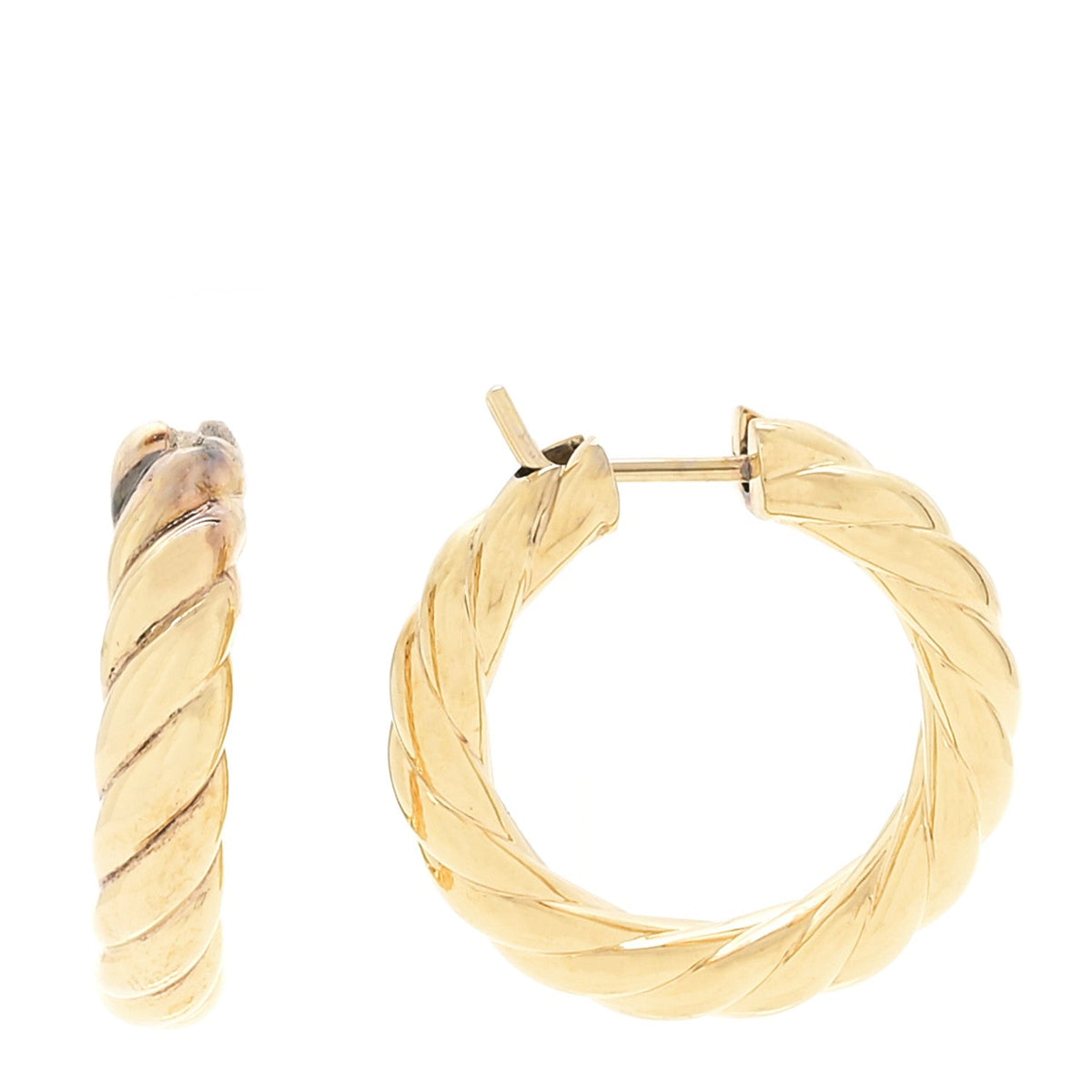 18K Yellow Gold 25.4mm Sculpted Cable Hoop Earrings