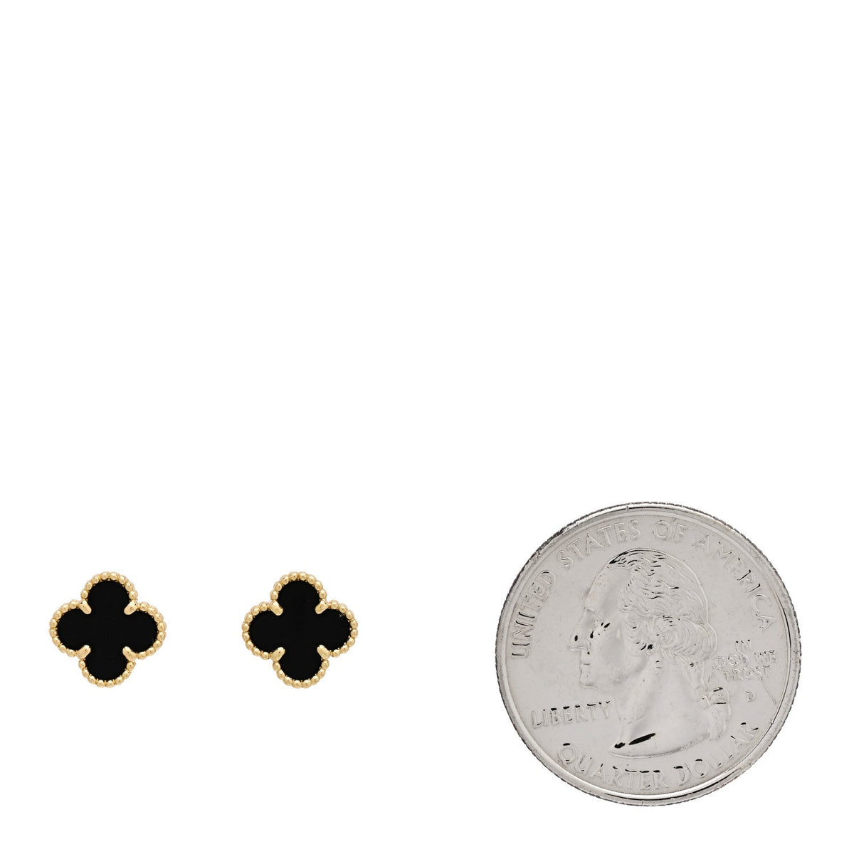 18K Yellow Gold Black Onyx Sweet Alhambra Earrings