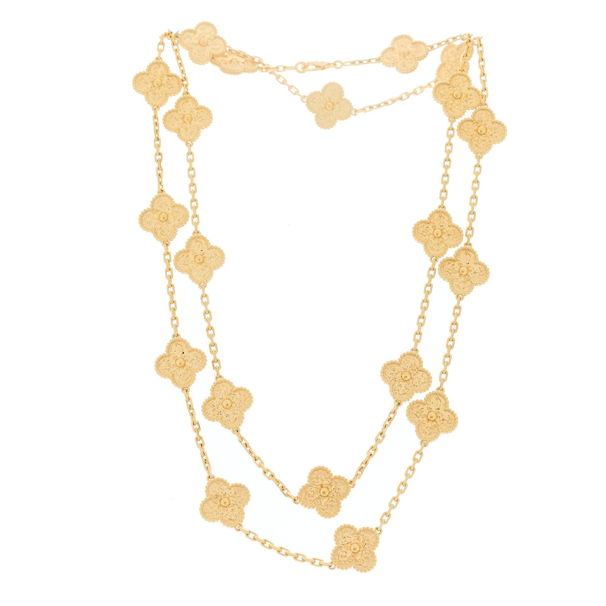 18K Yellow Gold 20 Motifs Vintage Alhambra Necklace