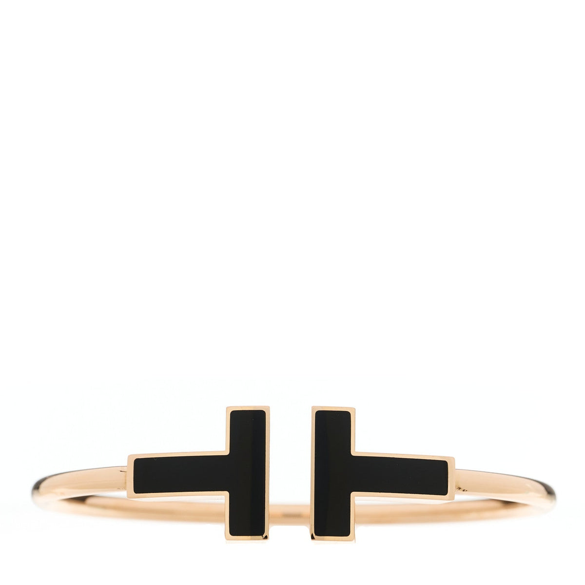 18K Yellow Gold Black Onyx Wide T Wire Bracelet