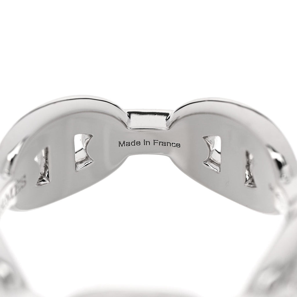 18K White Gold Diamond PM d'Ancre Enchainee Ring 54 7