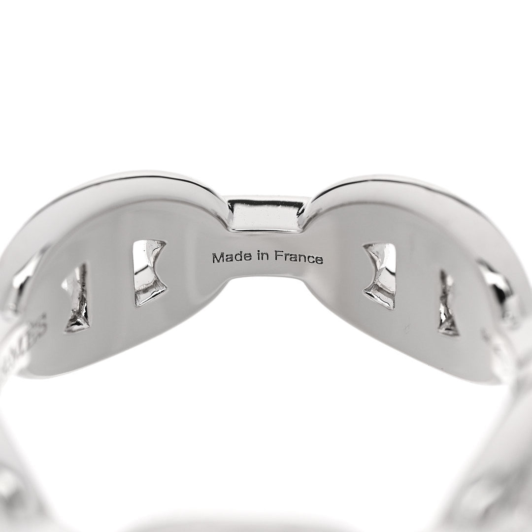 18K White Gold Diamond PM d'Ancre Enchainee Ring 54 7