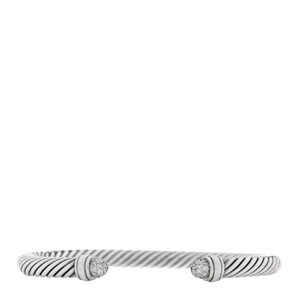 Sterling Silver Pave Diamond 5mm Cable Classics Bracelet