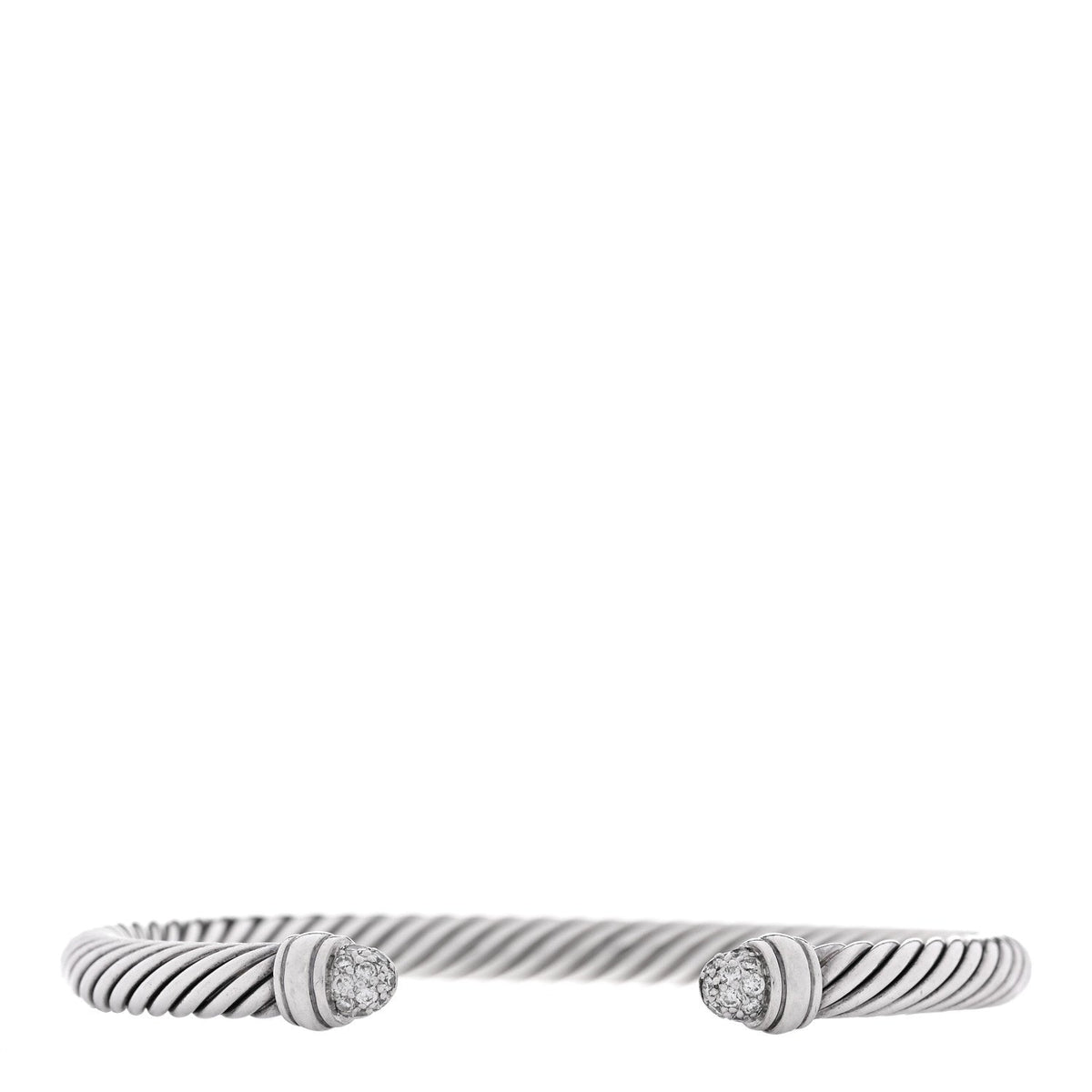Sterling Silver Pave Diamond 5mm Cable Classics Bracelet