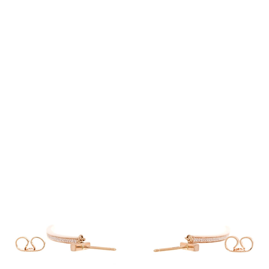 18K Rose Gold Diamond T Bar Earrings