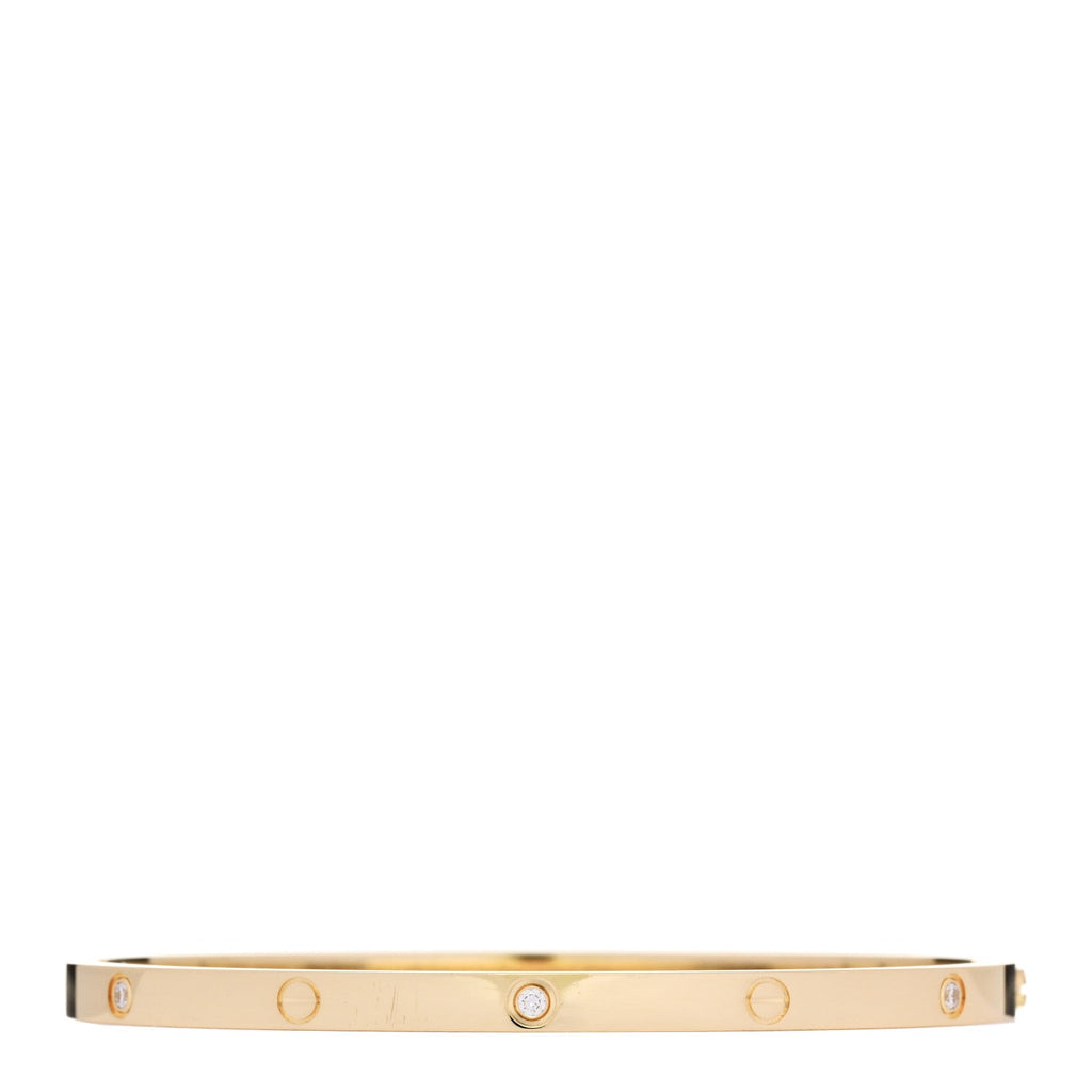 18K Yellow Gold 6 Diamond Small LOVE Bracelet 17
