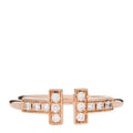 18K Rose Gold Diamond T Wire Ring 51 5.75