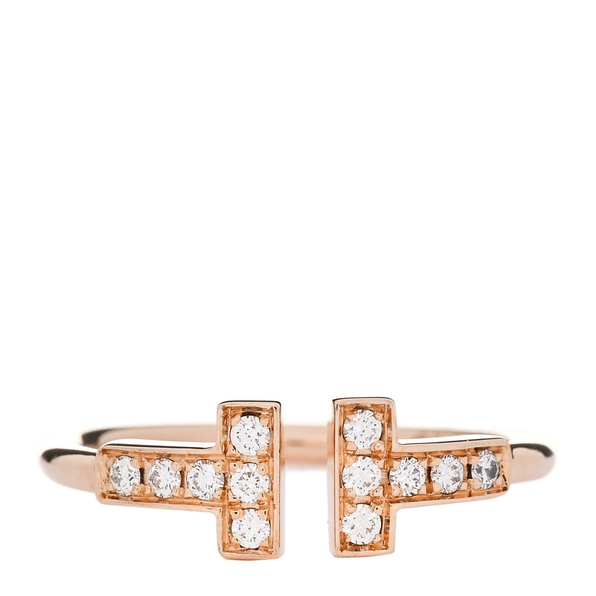18K Rose Gold Diamond T Wire Ring 51 5.75