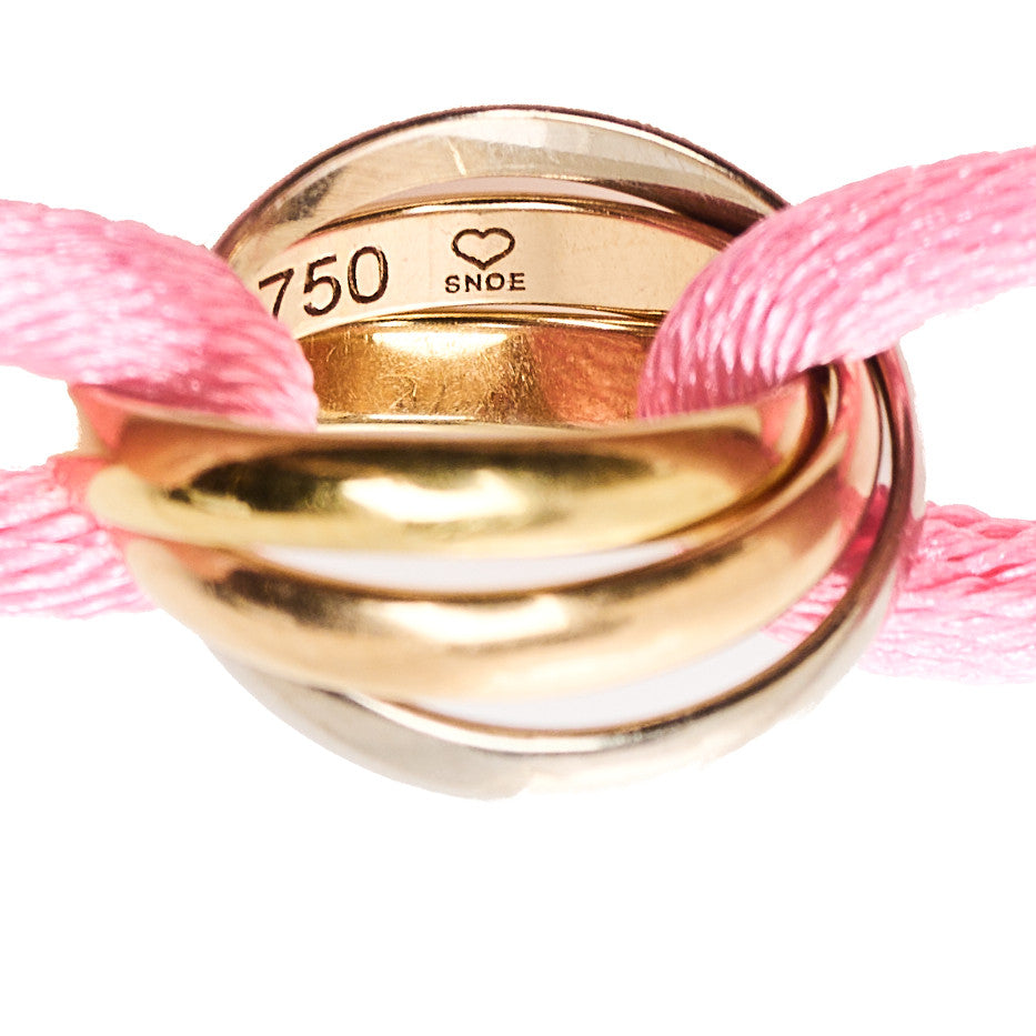 18k Pink Yellow White Gold Trinity Adjustable Cord Bracelet Pink