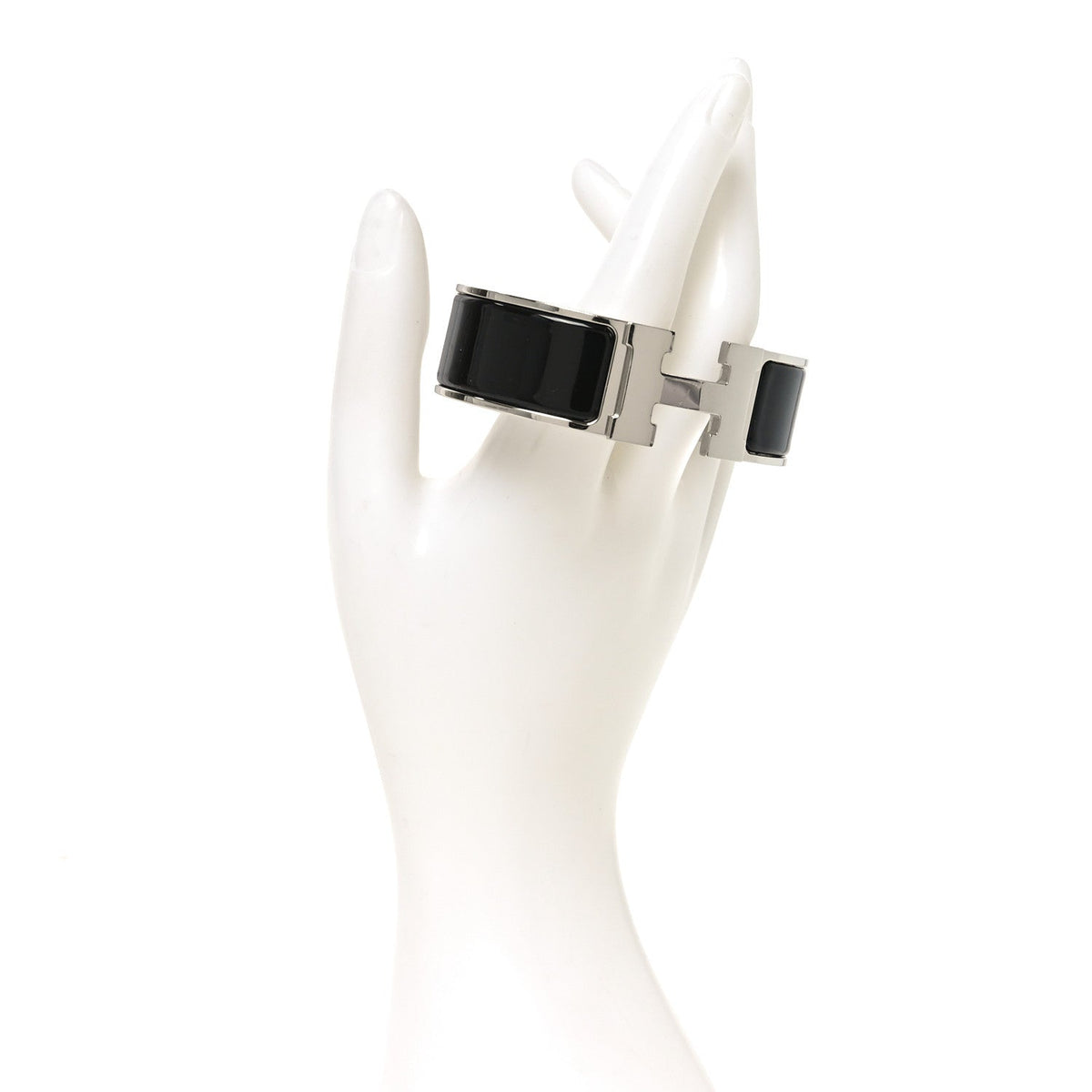 Enamel Clic Clac H Bracelet Wide GM Black