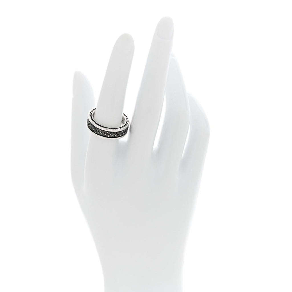 Sterling Silver Black Diamond Streamline Two-Row Band Ring