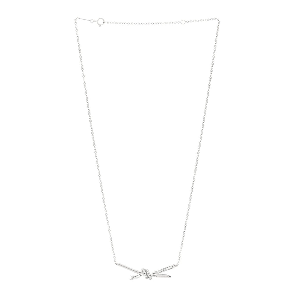 18K White Gold Diamond Knot Pave Necklace