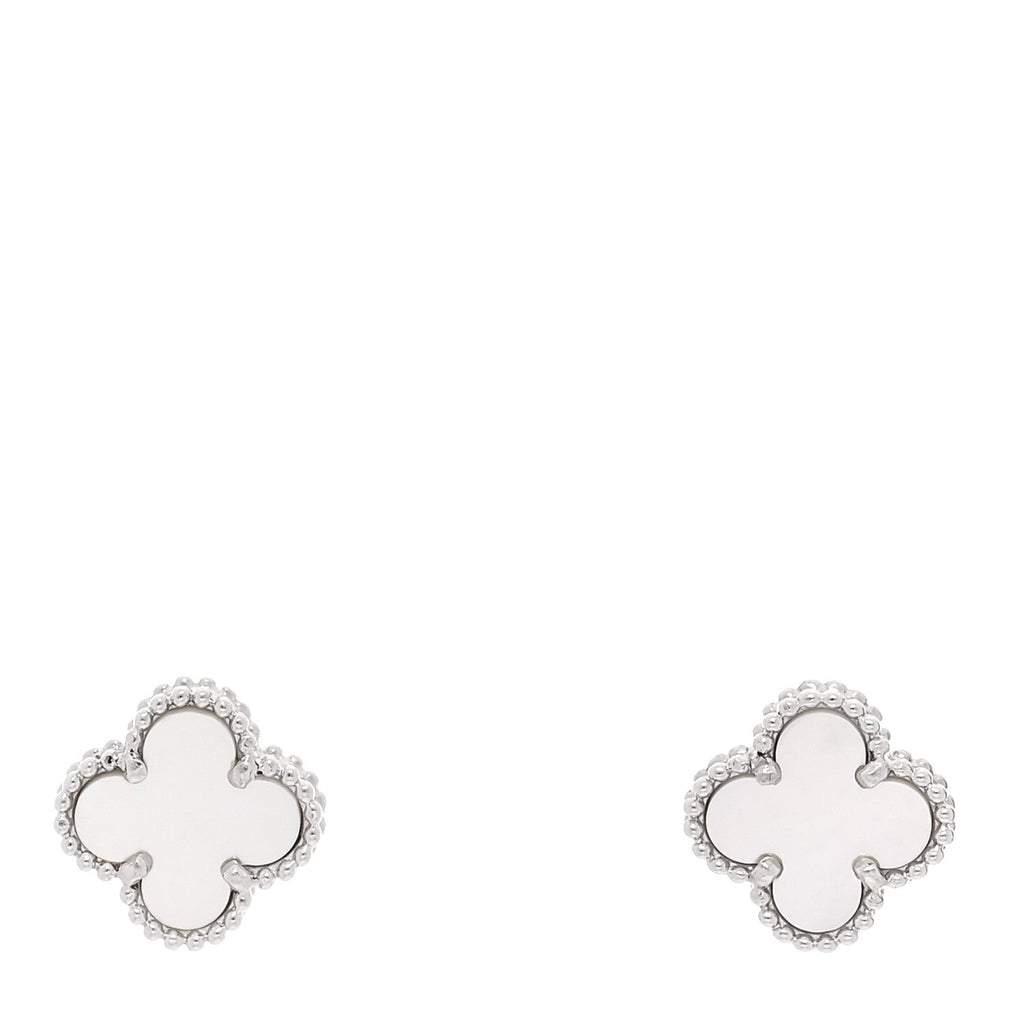 18K White Gold Mother of Pearl Sweet Alhambra Earrings