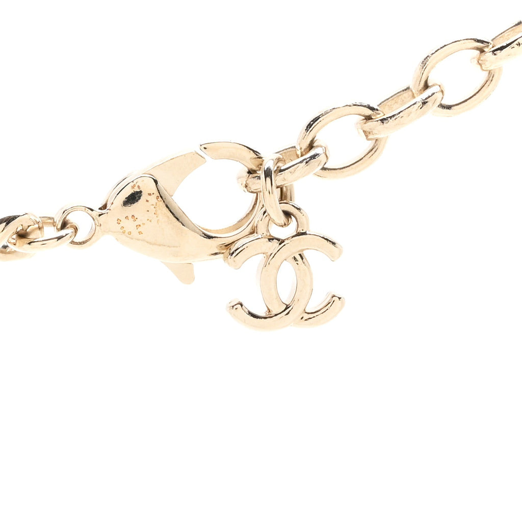 Metal Resin Crystal Chain Logo Necklace Gold Black