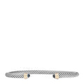 Sterling Silver 14K Yellow Gold Aquamarine 4mm Kids Cable Bracelet