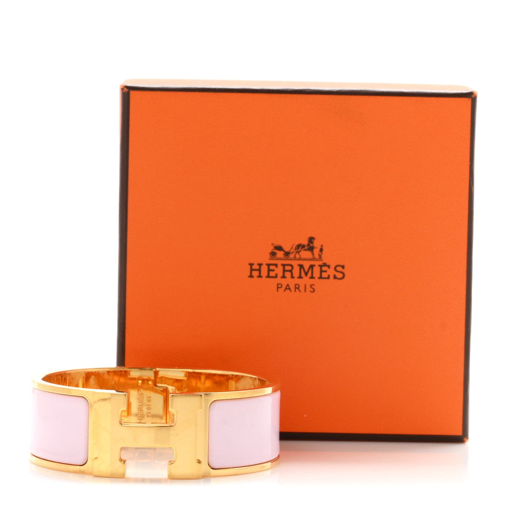 Enamel Wide Clic Clac H Bracelet PM Rose Dragee