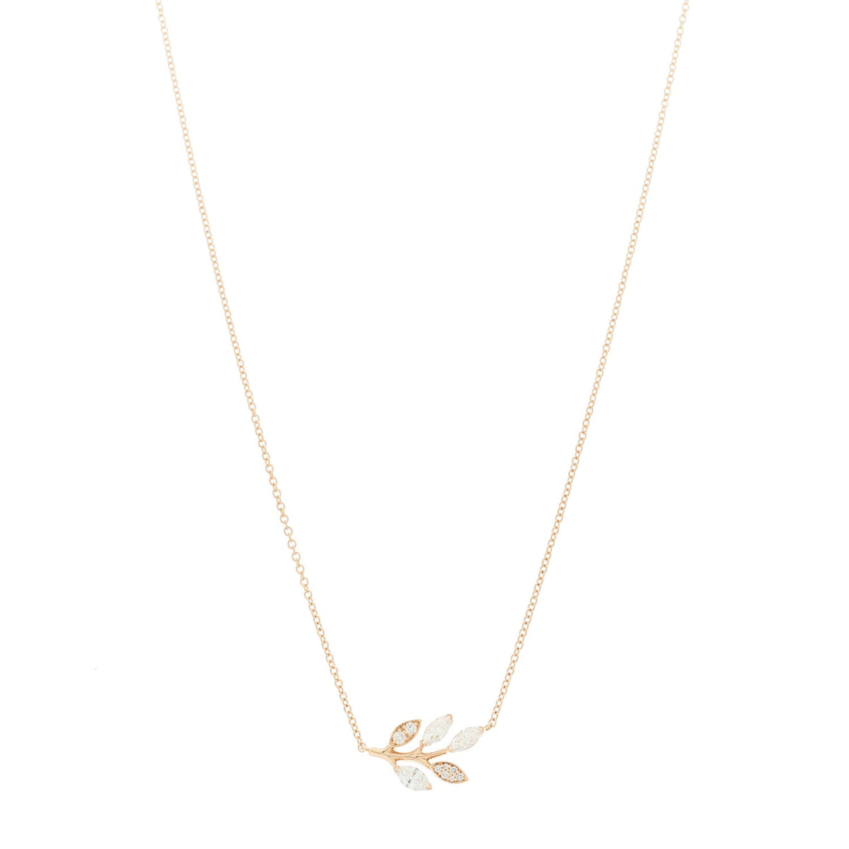 18K Rose Gold Diamond Victoria Vine Pendant Necklace