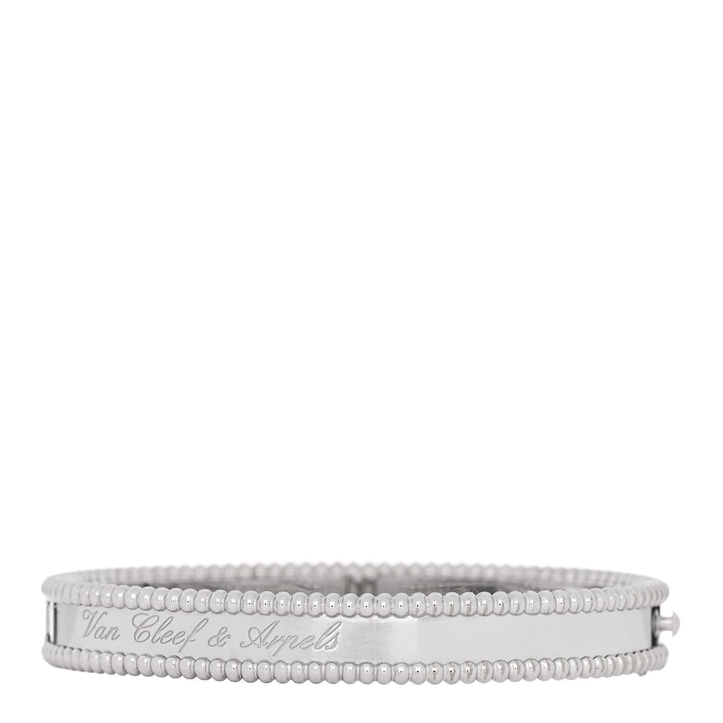 18K White Gold Perlee Signature Bangle Bracelet S