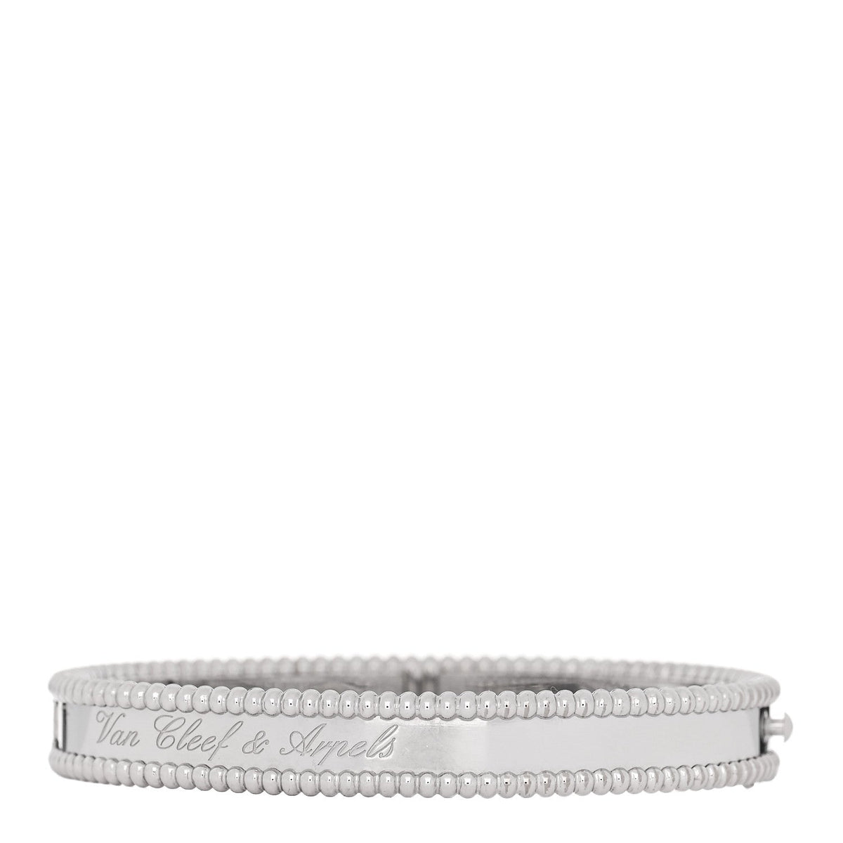 18K White Gold Perlee Signature Bangle Bracelet S