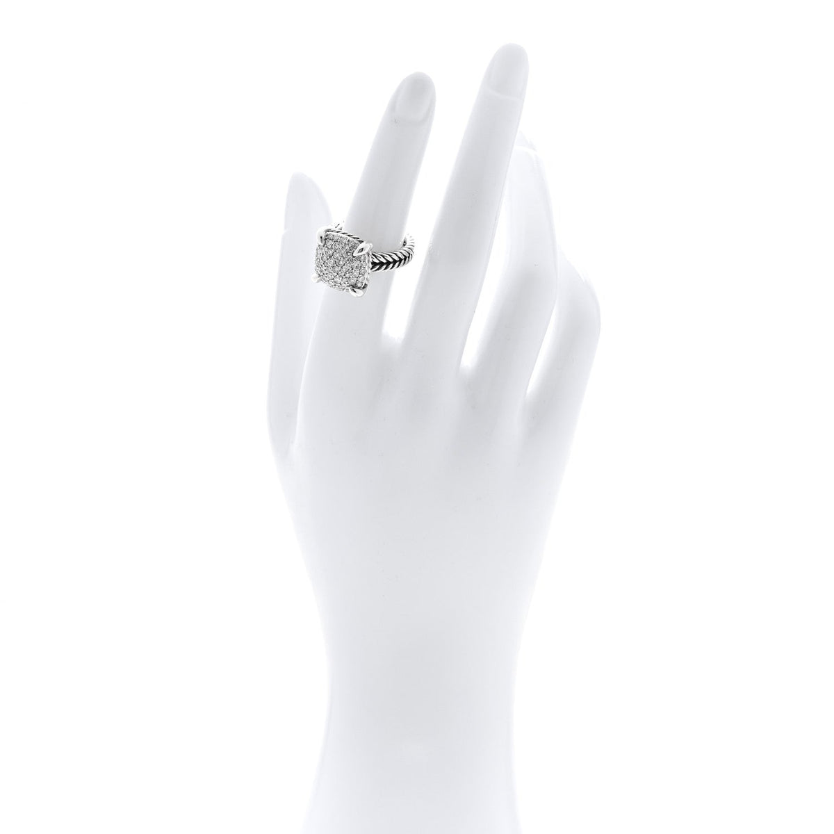 Sterling Silver Diamond 14mm Chatelaine Pave Ring 52 6