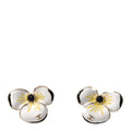 Metal Resin Glass Pearl CC Flower Stud Earrings Gold White Black