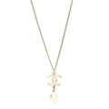 Metal Glitter Resin Pearl CC Drop Necklace Gold