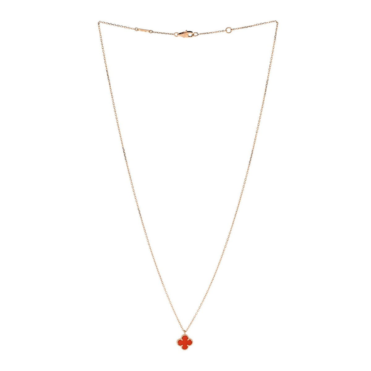 18K Rose Gold Carnelian Sweet Alhambra Pendant Necklace