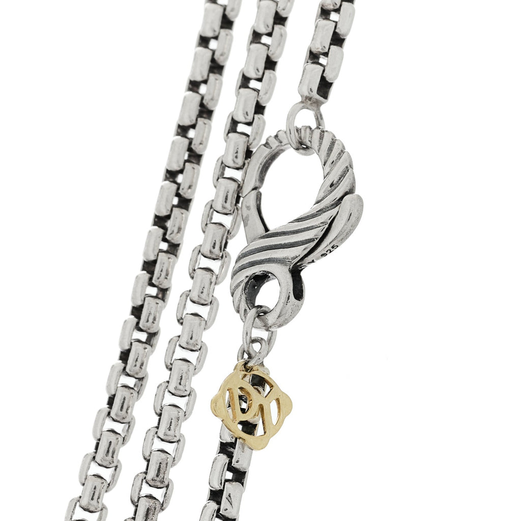 Sterling Silver 14K Yellow Gold Long Box Chain Necklace