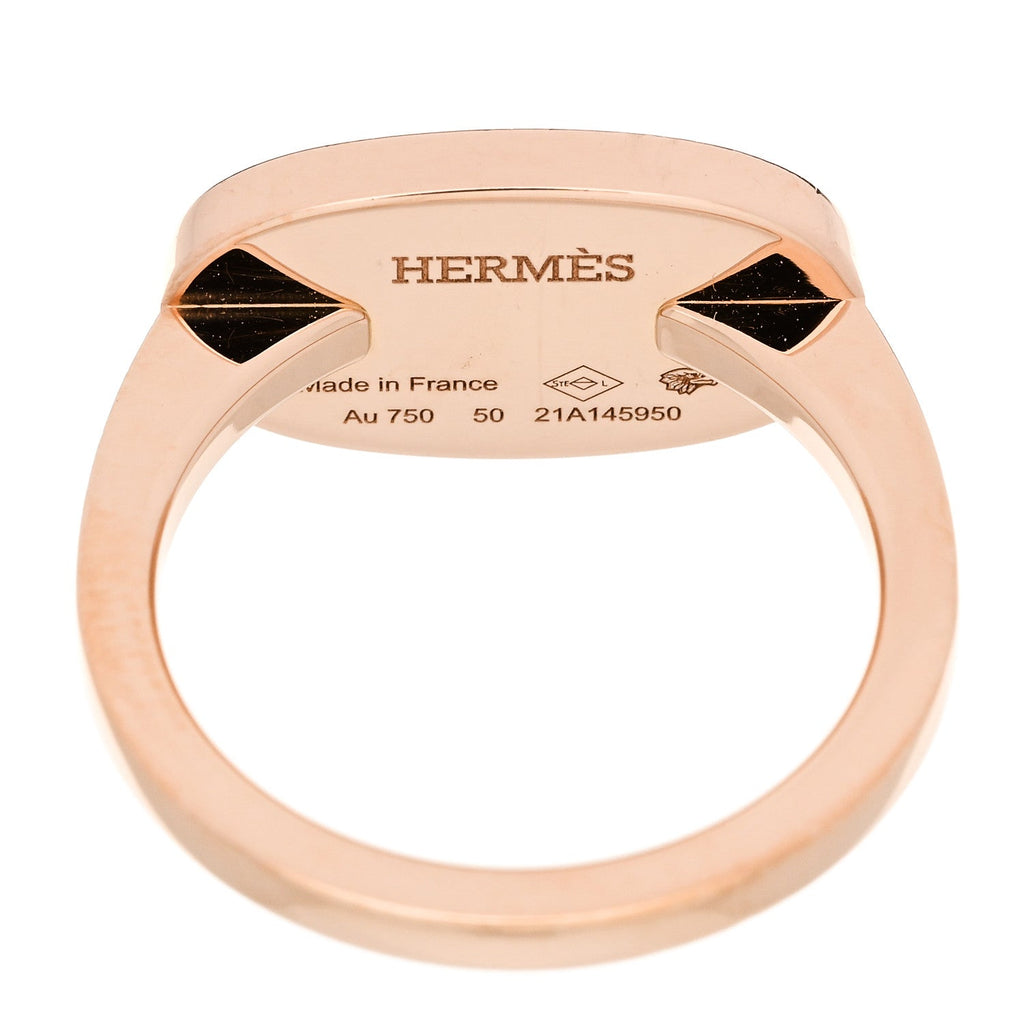 18K Rose Gold Ceramic MM Chaine d'Ancre Verso Ring 50 5.25 White