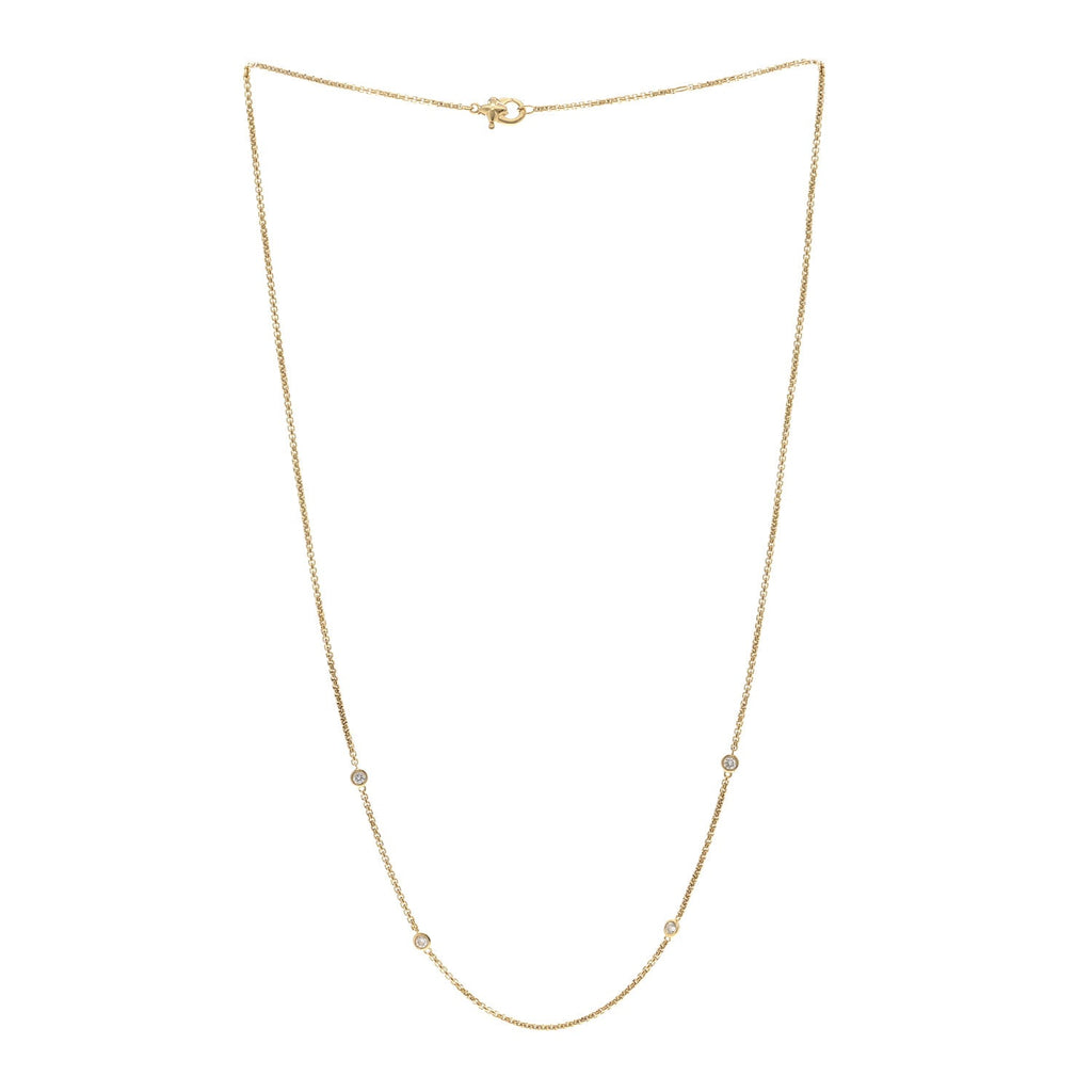 18K Yellow Gold Diamond Station Necklace