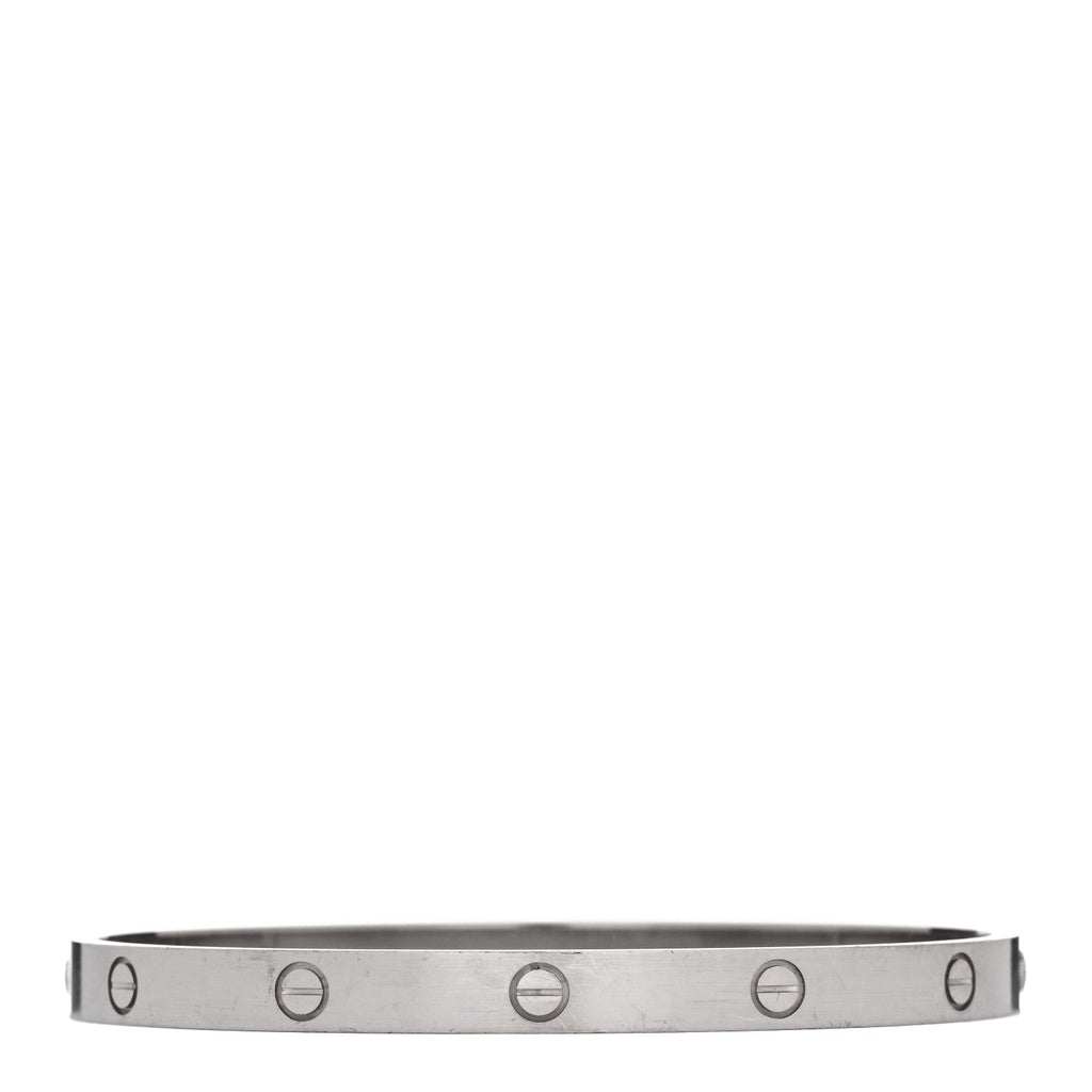 18K White Gold Brushed Finish LOVE Bracelet 21