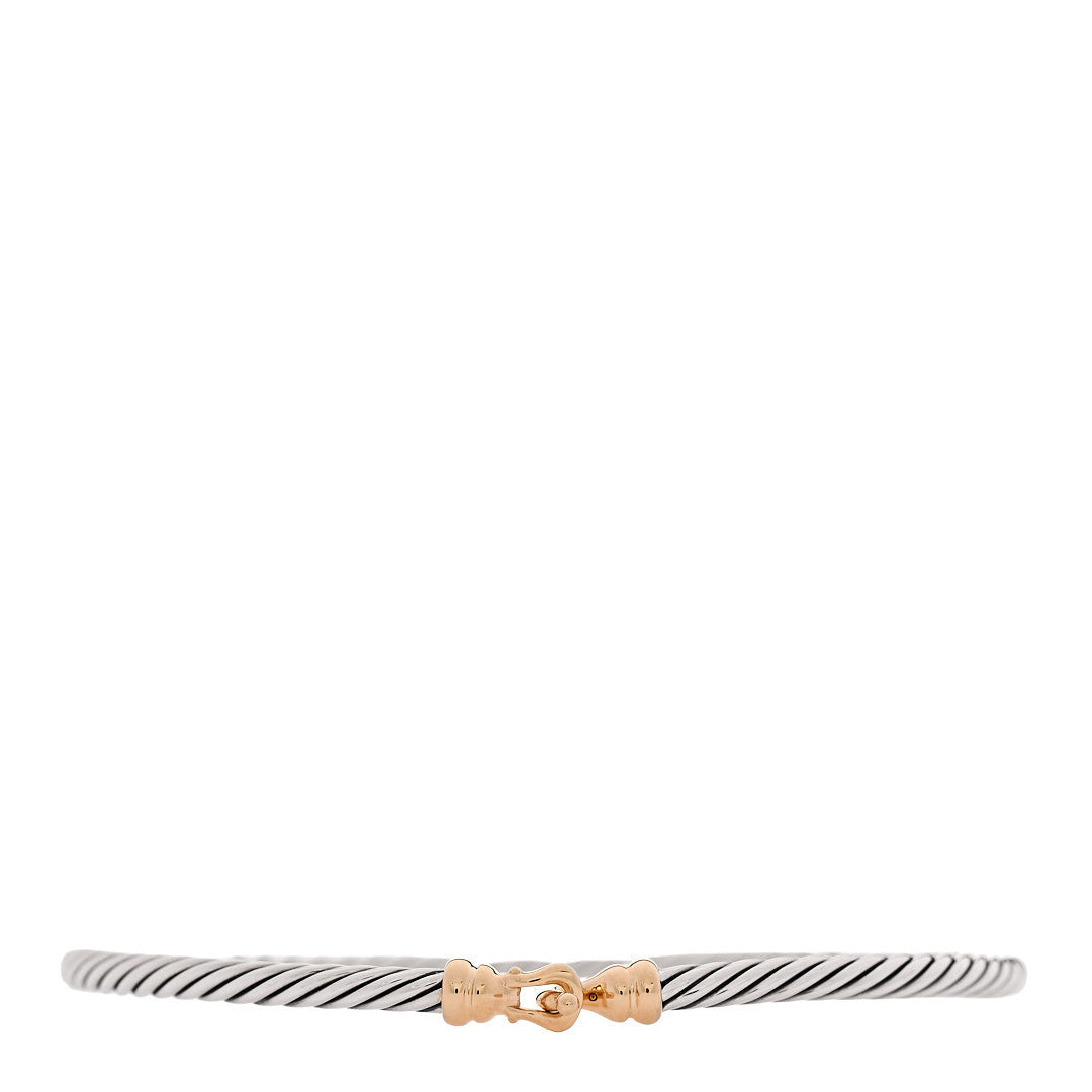 Sterling Silver 18K Yellow Gold 3mm Cable Buckle Bracelet