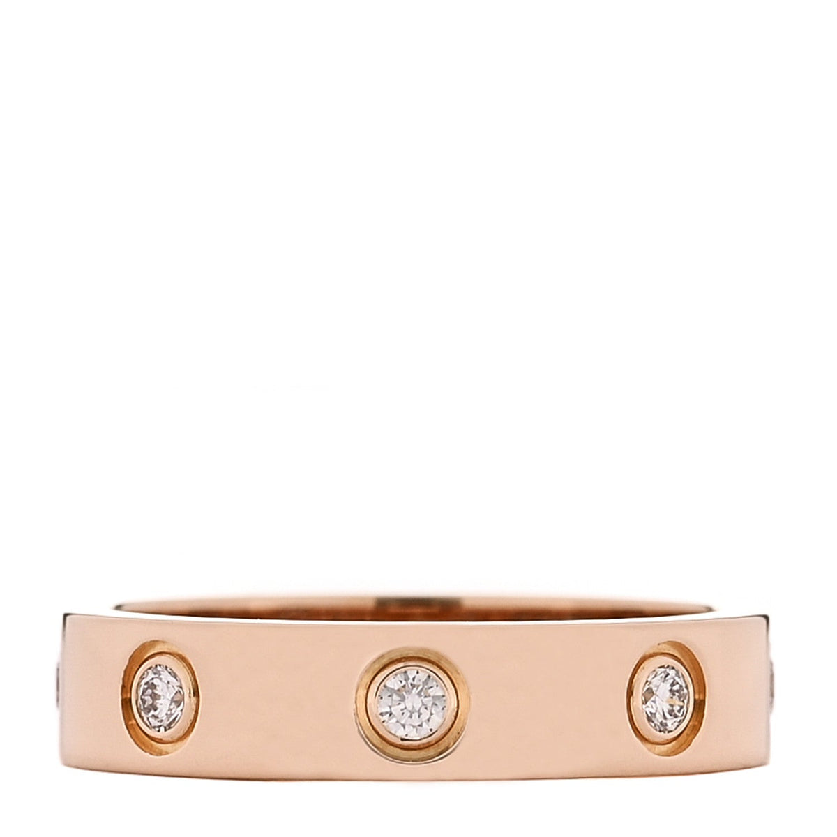 18K Pink Gold 8 Diamond 4mm LOVE Wedding Band Ring 48 4.5