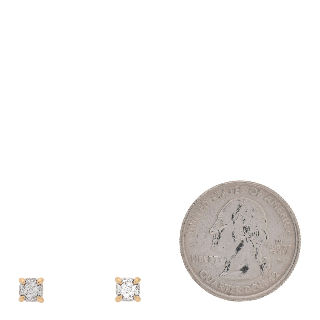 18K Yellow Gold Diamond 11mm Chatelaine Pave Stud Earrings