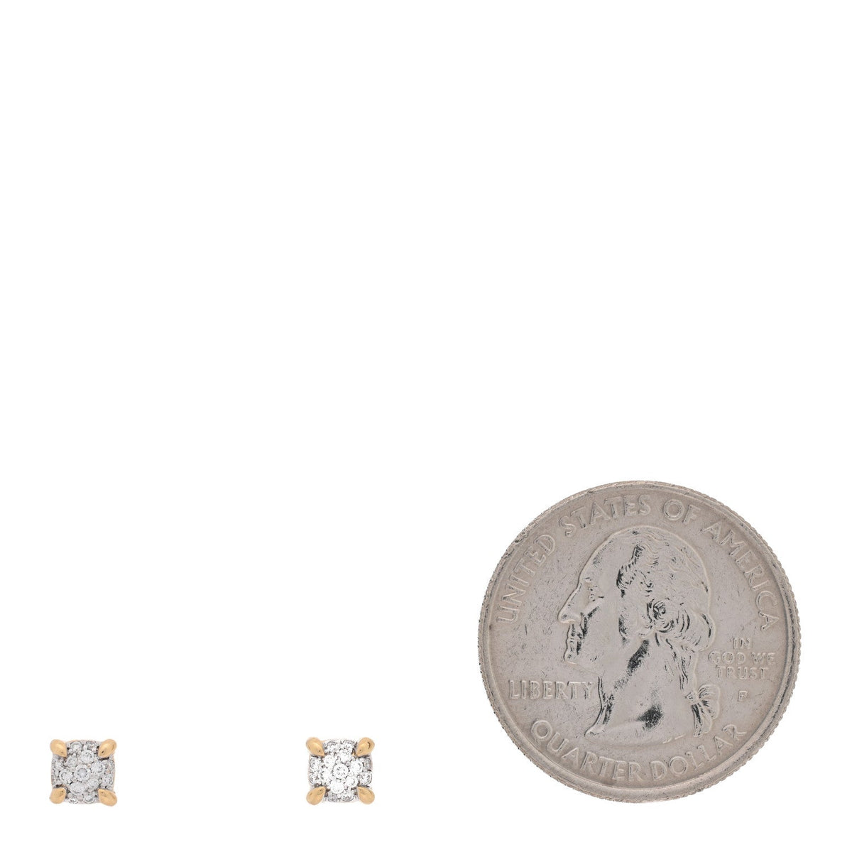 18K Yellow Gold Diamond 11mm Chatelaine Pave Stud Earrings