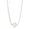 Metal Crystal CC Choker Necklace Silver