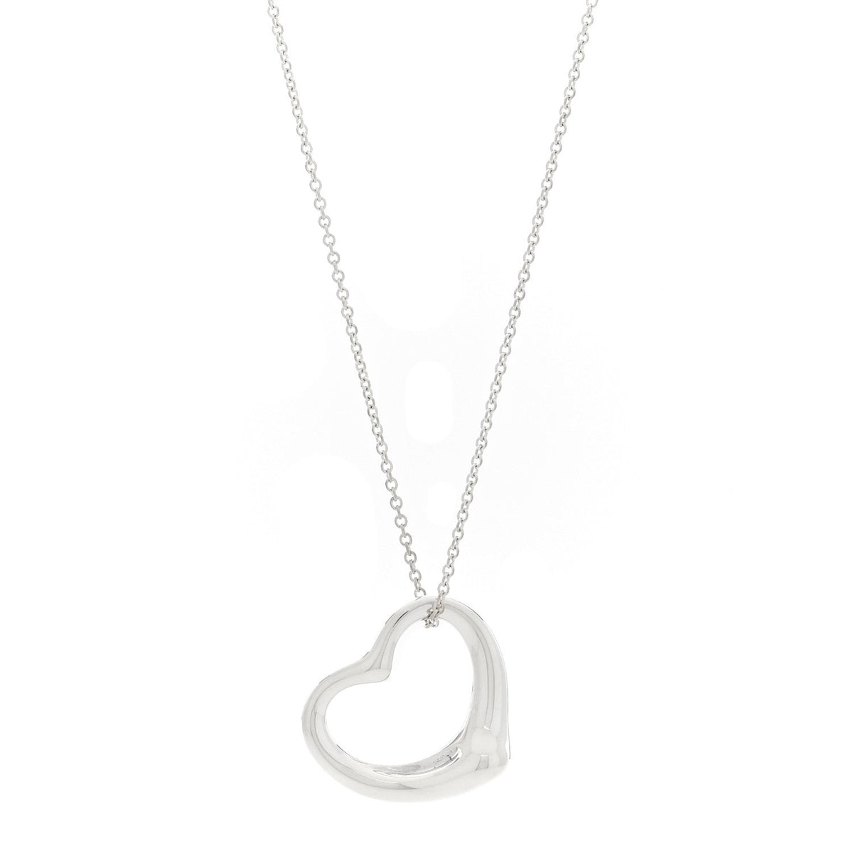 Sterling Silver 27mm Elsa Peretti Open Heart Pendant Necklace