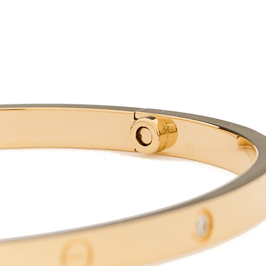 18K Yellow Gold 6 Diamond Small LOVE Bracelet 16
