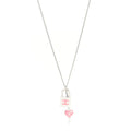 Enamel CC Padlock Heart Key Necklace  Silver Rose Salmon
